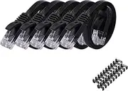 5 Pack Cat 6 Ethernet Cable, Flat Internet Network Cord - Cat6 Ethernet Patch Cable - Computer Cable with Snagless RJ45 Connectors (Black, 33 FT)