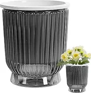 Self-Watering Planter | Transparent Hydroponics Draining Planter | Indoor Deepp Reservoir Design | Flower Pot for African Violets, Orchid, Decorative Auto-Irrigation Plant Container