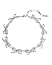 Self-Portrait Crystal Bows Necklace, 13.4