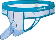 [ZAIGGUT] Mens Thongs Sexy Underwear See Through G String Transparent Breathable Separated Pouch Briefs for Men