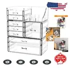 Compact 3 Pack Stackable Makeup and Skincare Drawer Organizers for Workspace