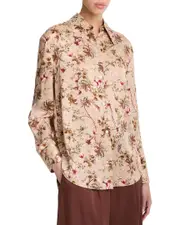 Vince Orchid Vine Bias Silk Blouse