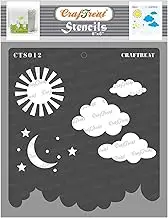 CrafTreat Home Decor Stencils for Painting on Canvas, Wallart, Wall Decor, Bullet Journal Notebook, Home Decor and Scrapbooking - CLOUDS & STARS STENCIL - 6"X6" Reusable Stencil Arts & Crafts Supplies