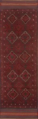 Oriental Wool Carpet Handmade Tribal / Geometric Balouch Afghan Runner Rug 2x8