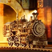Robotime DIY 3D Mechanical Model Wooden Building Block Kits Locomotive LK701