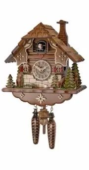 Quartz Cuckoo Clock Black forest house EN 361 Q NEW
