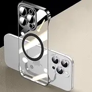 RUNGOS for iPhone 11 Pro Max Case MagSafe, with Camera Lens Protector (Bare Metal Feel) [Strong Magnetic] Borderless Slim Case for iPhone 11 Pro Max Phone Case, MagSafe Case 6.5'', Crystal Clear Black