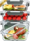 5PK Glass Meal Prep Containers Snap Locking Lids 36Oz