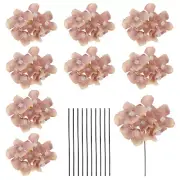 10 Sets Artificial Hydrangea Flower Heads with Stems for Bouquet,Dark Orange