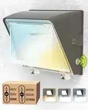 LED Wall Pack Light 80W 60W 40W 3CCT 4000K 5000K 5700K Tunable 12000LM