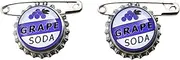 [COLIBROX] Set of 2 Replica ELLIE BADGE GRAPE SODA BOTTLECAP PIN! "UP" & Sticker Gift Bags Broach Costume Jewelry Badge Pin, Purple