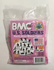 BMC TOYS PLASTIC ARMY WOMEN PINK FEMALE MILITARY SOLDIER FIGURES USA 1:32 SEALED