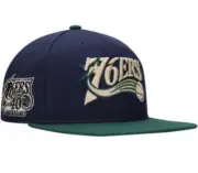 Philadelphia 76ers Fitted Hat Cap 7 3/8 Sixers Mitchell Ness Blue Green 40th HWC