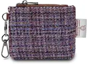 [Islander] The Card Zip Wallet Microfibre Leather and Harris Tweed, Violet Mini Dogtooth, Classic