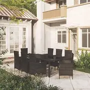 9 Piece Outdoor Dining Set with Cushions Poly Rattan, Garden Furniture Sets