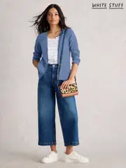 White Stuff Blue Naria Linen Blend Cardigan (H71471) | $113
