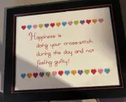 finished cross stitch Happiness Is Cross Stitch Framed