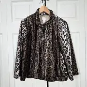 NWT Chico's Women’s Faux Fur Swing Coat Jacket Leopard Print Size 1 S 8/10