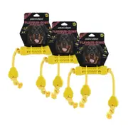 3x Paws & Claws 65cm Flavour-Bone Double Tugger Beef Flavoured Rubber Dog Toy YL
