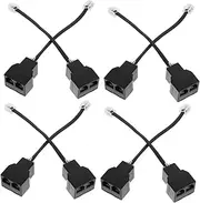 HOMSFOU 4sets Telecommunication Rj11 Telephone Splitter Rj14 4-core Phone Cable Adapter 6p4c Detachable Line 2pcs*4