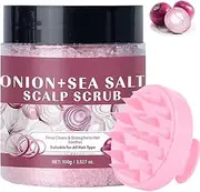 Scalp Scrub, New Onion Scalp Exfoliator Shampoo, 2-in-1 Scalp Treatment with Biotin, Deep Cleans & Strengthens Hair Soothes Suitable for All Hair Type with Silicone Scalp Massager