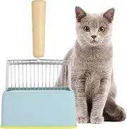 LeoLeoxx Metal Cat Litter Scoop with Holder, Fast Sifting Kitty Poop Scooper Caddy, Cat Poop Scooper Stand