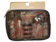 NEW WT CATHERINE MALANDRINO 11 PIECE TRAVEL BOTTLE SET CASE BAG COSMETIC TSA
