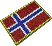[BR44] BP0054V21 Norway Flag Embroidered Patch Gold Border Uniform Kart Kimono, Hook Fasteners Attach to Tactical Hats and Gears