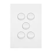 Hager WBQSV5-MW Finesse Series Switch, Rocker Type, Single Pole, Flush, 5 Gang, Vertical, 250V 16AX, 1 or 2 Way, Matt White