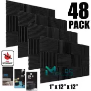 12/24/48 Packs 12x12x1" Acoustic Foam Panel Tiles Wall Record Studio Sound Proof