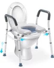 HEAO 3-in-1 Stand Alone Adjustable Raised Toilet Seat w Padded Seat