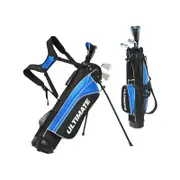 Costway Junior Golf Clubs Set w/Stand Bag,3# Fairway Wood, 7# & 9# Irons, Putter for Age 11 to 13, Blue