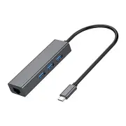 4 in 1 USB C Data HUB With 3 Port USB 3.0 RJ45 Gigabit LAN for Smartphone Tablet Laptop