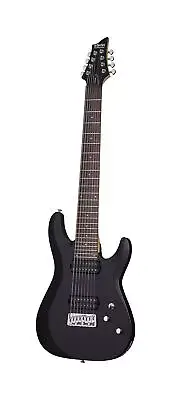 Schecter C-8 DELUXE Satin Black 8-String Solid-Body Electric Guitar, Satin Bl...