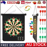 15'' Magnetic Rollup Dart Board Large Double Sided Dartboard Family Game 12Darts