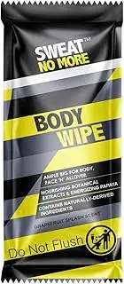 Sweat No More Body Wipes With Nourishing Botanical Extracts Pack of 250ct Individually Wrapped 10x9” Extra Large Wipes Perfect For Gym, Outdoor Activities To Refresh And Remove Sweat, Dirt, Body Odor