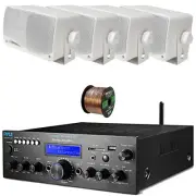 Pyle PDA612BU.5 Bluetooth Stereo Receiver, 4x 3.5'' 200W Max Mini Box Speakers