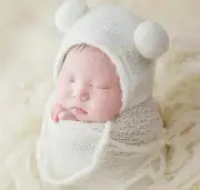 Newborn Bonnet PomPom Bonnet with Wrap Set Newborn Wrap with Hat Newborn Photo