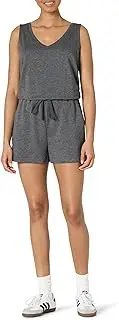 [Amazon Essentials] Women's Studio Terry Romper, Charcoal Heather, X-Large
