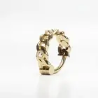 14K Yellow Gold Diamond Chain Nose Ring with Clicker Closure, Cartilage Piercing