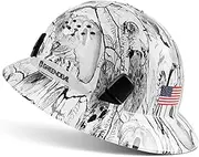 GREEN DEVIL Full Brim Hard Hat Vented Construction Safety Helmet OSHA Approved Cascos De Construccion ABS Work Hardhat for Men&Women 6 Point Adjustable Ratchet Suspension Custom Pattern Design