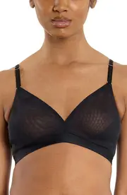 Hanky Panky Mesh Wireless Bra in Black at Nordstrom, Size Large