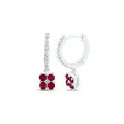 1/10CTW-DIA NKE 1/4CTW-RUBY NATURAL GEM DANGLING EARRING