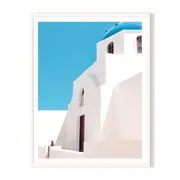 Blue & White Framed Printed Wall Art - White