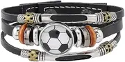 Football baseball basketball elements bracelet mix and match bracelet leather bracelet team fans style accessories (Football A), Faux Leather, No Gemstone
