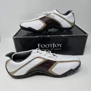 FootJoy Superlites Golf Shoes White Brown 58092 Soft Spikes Men US Sz 9 Wide New