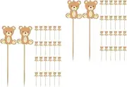 LUOZZY 100 Pieces Bear Cupcake Toppers Cute Themed Party Decorations Supplies for Baby Shower Birthday Celebration Edible Cake Picks