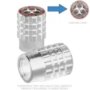 2 Silver Billet Aluminum Knurled Tire Valve Cap - ZOMBIE OUTBREAK - 048