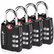 TSA Approved Luggage Locks Fosmon Open Alert Indicator 3 Digit (4 pack)