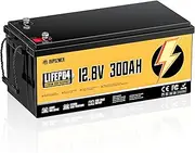Rvpozwer 12V 300Ah LiFePO4 Battery, Built-in 200A BMS, 15000 Deep Cycles, 3840Wh, Low Temp Protection Lithium Iron Phosphate Battery for Home Energy, RV, Trolling Motor, Marine, Solar, Off-Grid